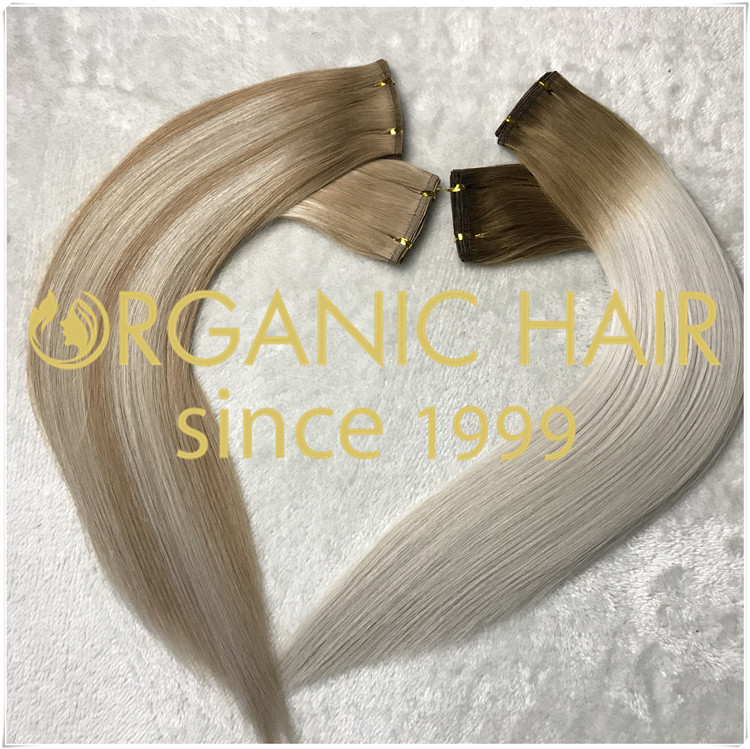 Flat weft custom color top quality hair extensions CNY024